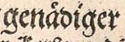 Abbildung eines Buchausschnitts, zeigt das Wort 'genaͤdiger' mit superkribiertem 'e' über dem 'a'